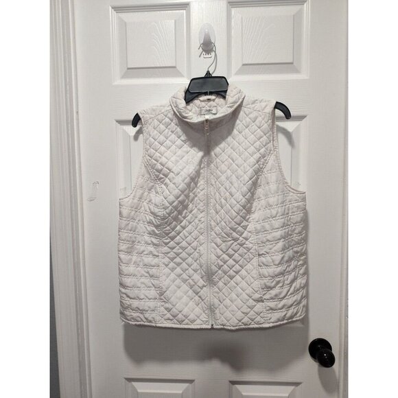 CJ Banks Size X 14W White Quilted Vest Full ZipUp Collared with‎ Pockets Classic - Picture 1 of 11